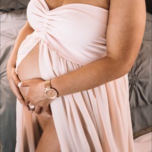 Sexy Sheer Maternity Blush Dress